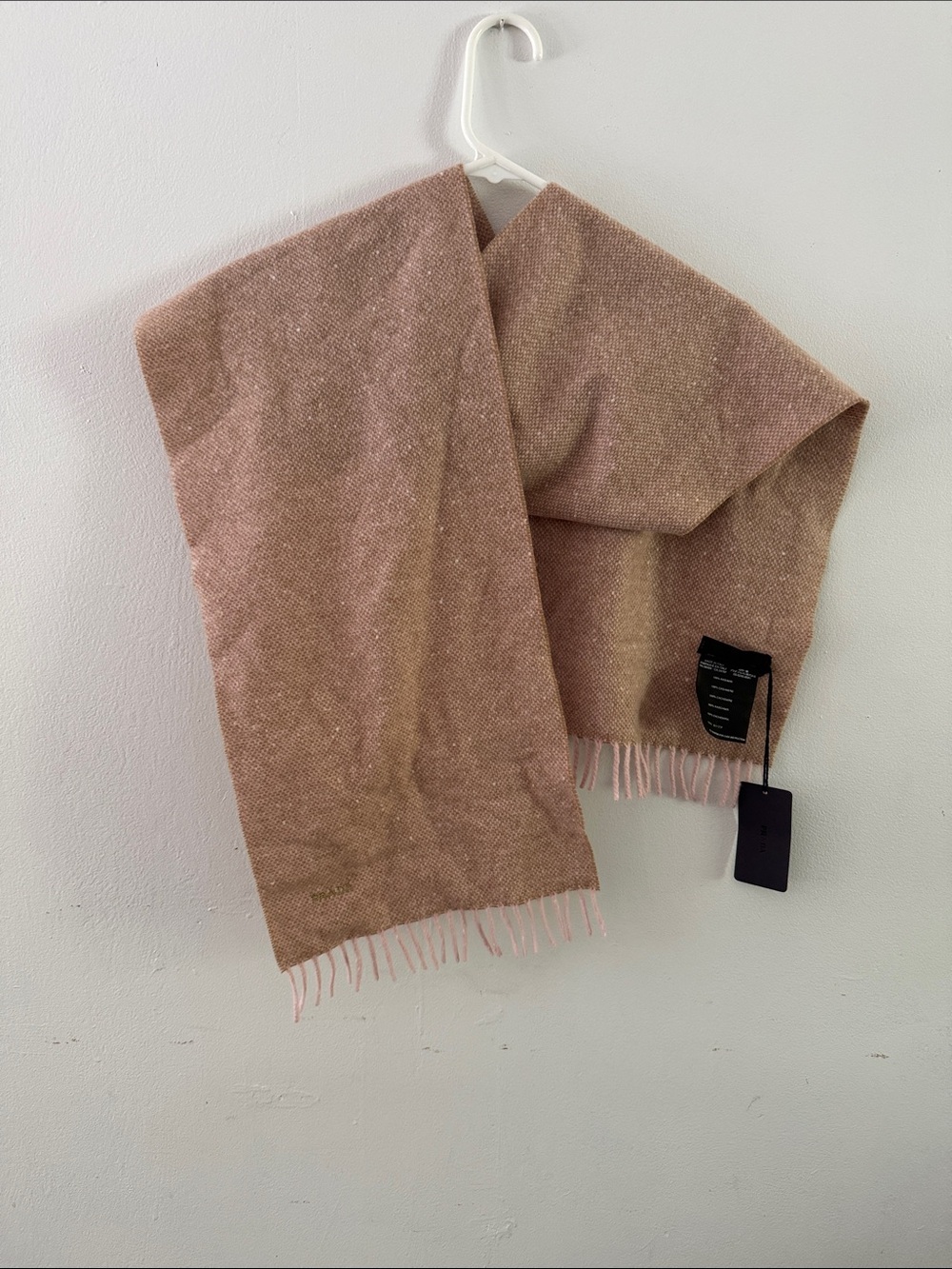 NWT Prada Pink and Tan 100% Cashmere Scarf